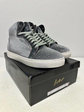 After Midnight Flash Men Sneakers Size 10 Silver Velvet Rhinestones Bling
